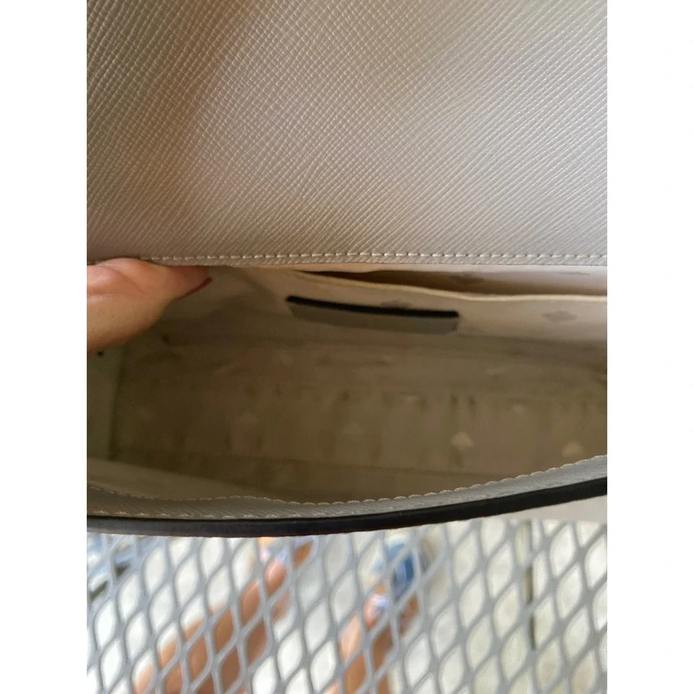 Kate Spade Carson Flap Bag Colorblock Convertible Crossbody Gray White Leather